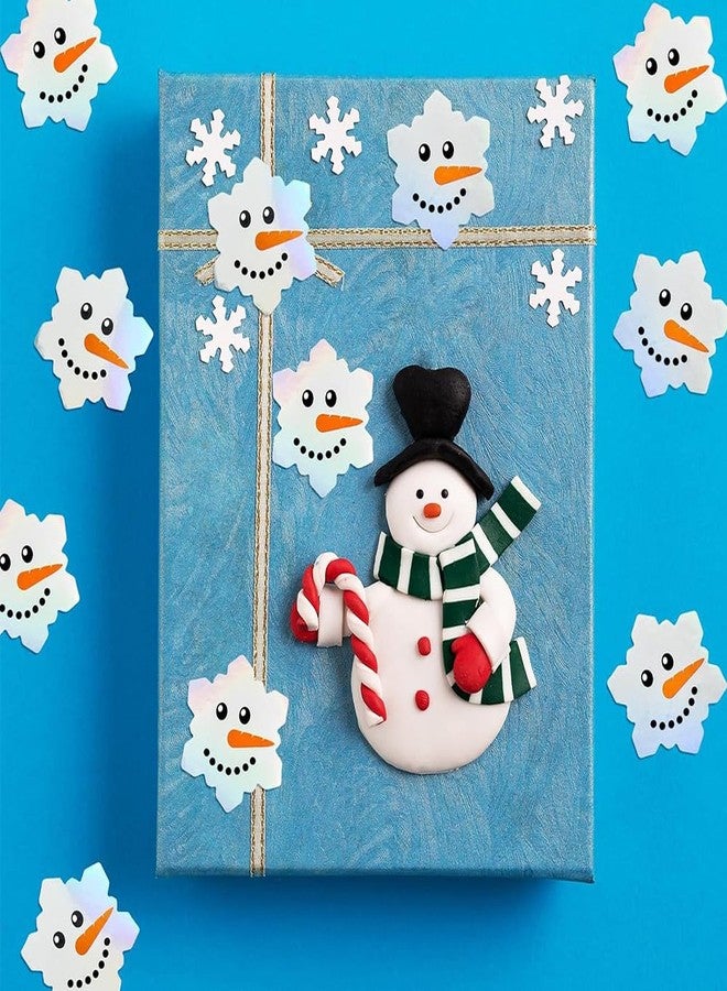 RUPOFUZA 500Pcs Christmas Snowmen Stickers Roll 1in Laser Snowflake Seal Stickers Xmas Waterproof Self-Adhesive Decals for Envelope Journal Decor - Image 2